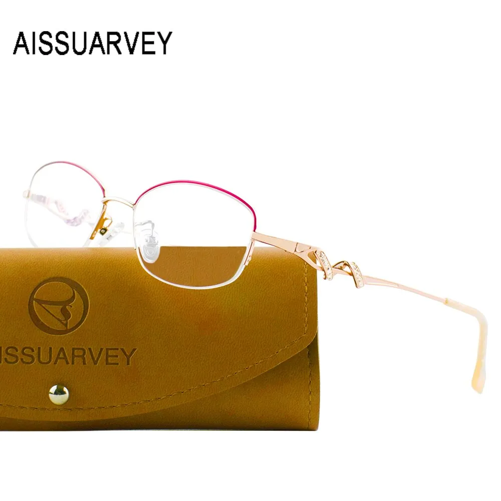 Aissuarvey Women's Semi Rim Alloy Frame Rhinestone Eyeglasses As125321