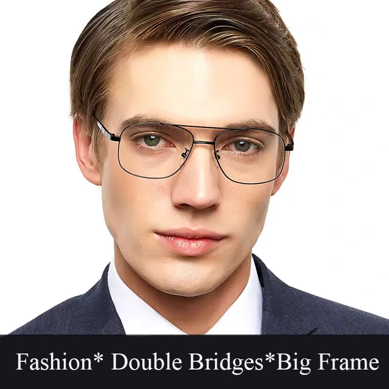 Bclear  Men's Double Bridge Full Rim Alloy Square Eyeglasses N2256