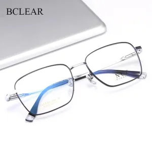 Bclear Men's Full Rim Square Titanium Frame Eyeglasses My005