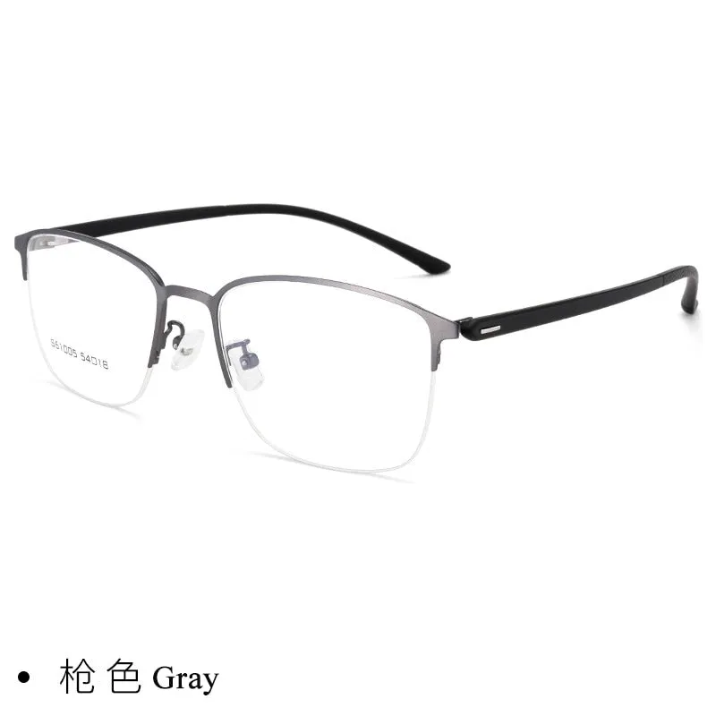 Bclear Men's Full Rim Titanium Alloy Square Eyeglasses 61005