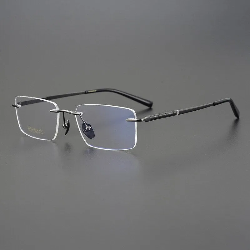 Bclear Men's Rimless Square Titanium Eyeglasses Mys91106