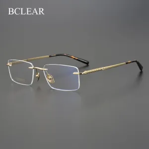 Bclear Men's Rimless Square Titanium Eyeglasses Mys91106