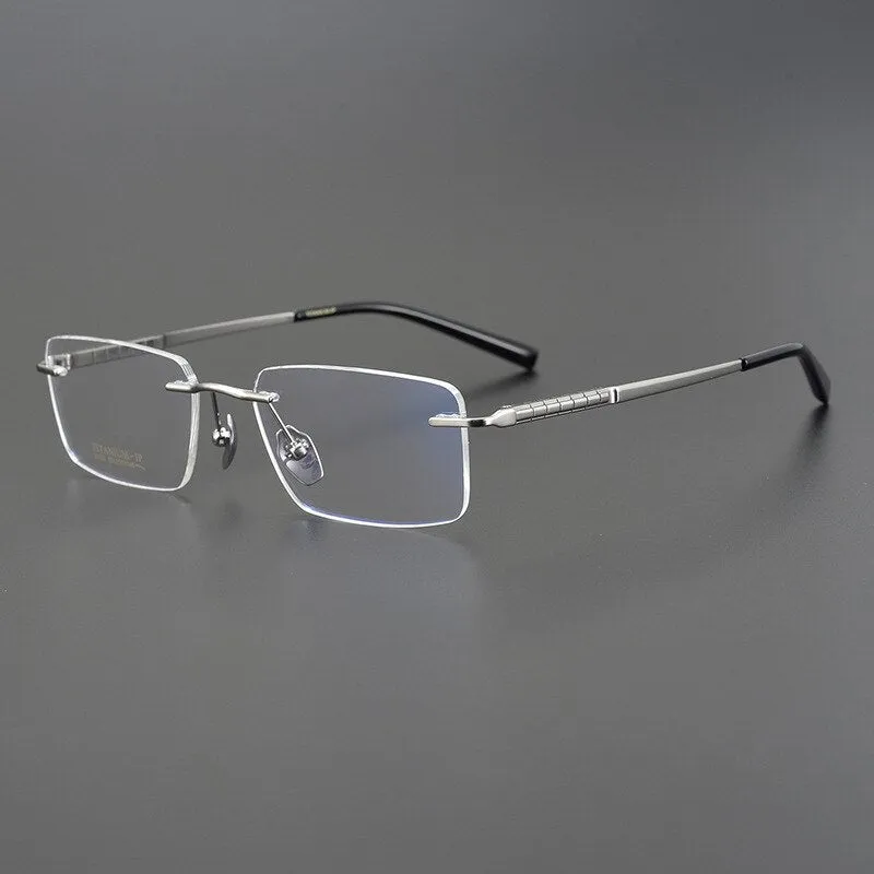 Bclear Men's Rimless Square Titanium Eyeglasses Mys91106