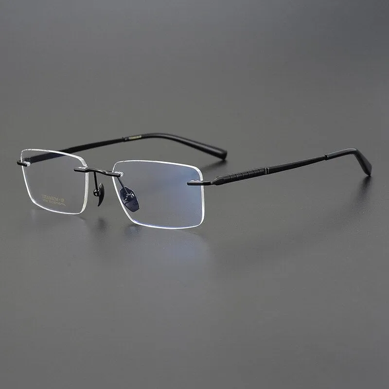 Bclear Men's Rimless Square Titanium Eyeglasses Mys91106