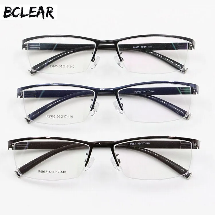 Bclear Men's Titanium Alloy Eyeglasses Semi-Rim