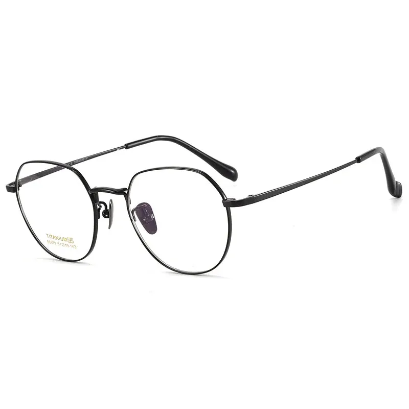 Bclear Unisex Full Rim Flat Top Round Small Titanium Eyeglasses 86679