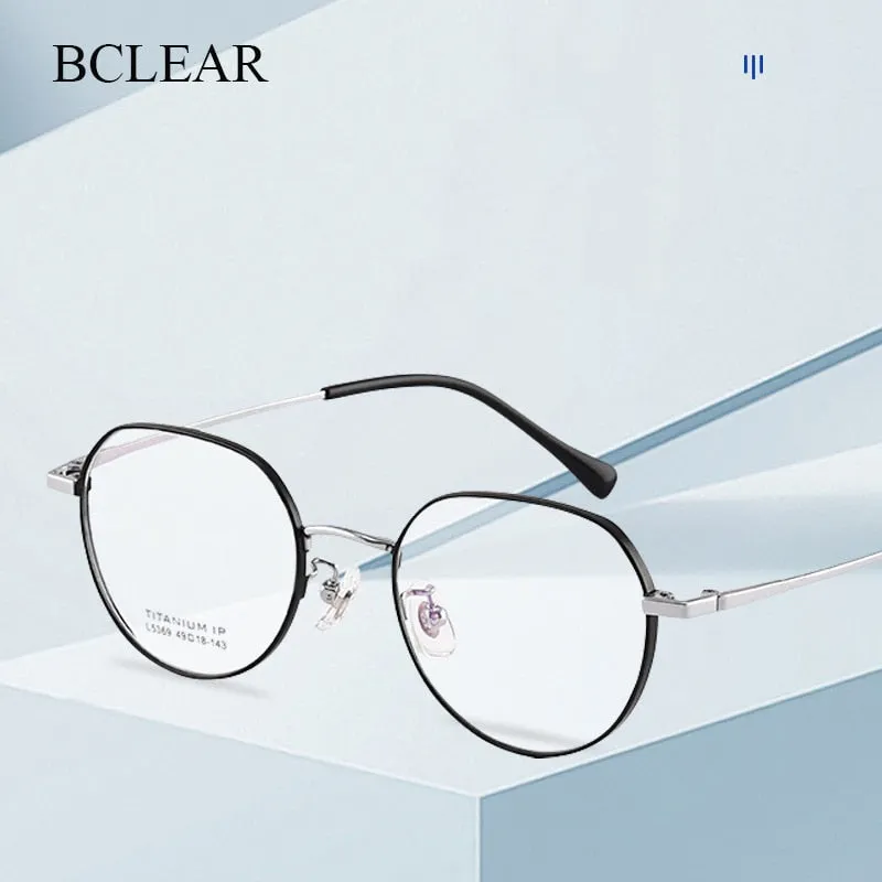 Bclear Unisex Full Rim Polygon Square Titanium Eyeglasses Lb5369