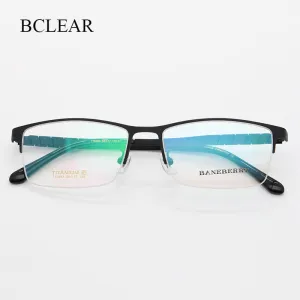 Bclear Unisex Semi Rim Square Titanium Frame Eyeglasses My71056a