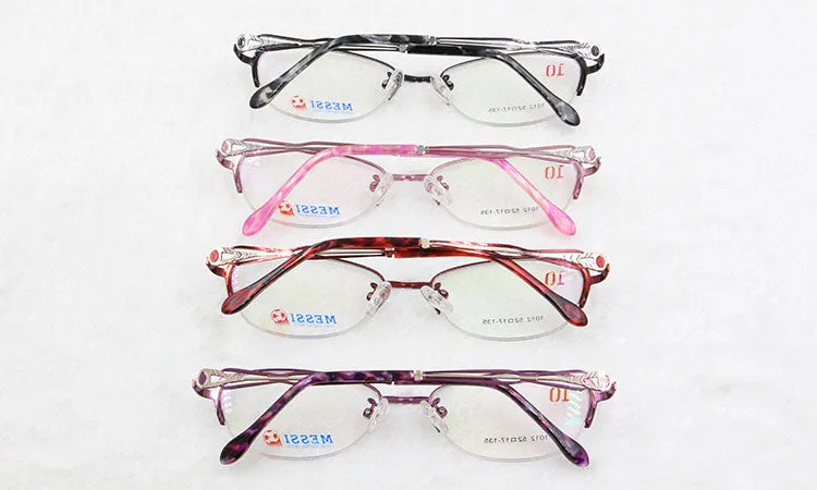 Bclear Women Cat Eye Metal Alloy Eyeglasses Half Frame 1012