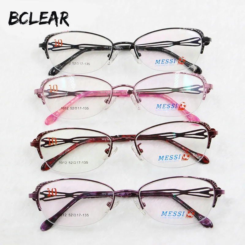 Bclear Women Cat Eye Metal Alloy Eyeglasses Half Frame 1012