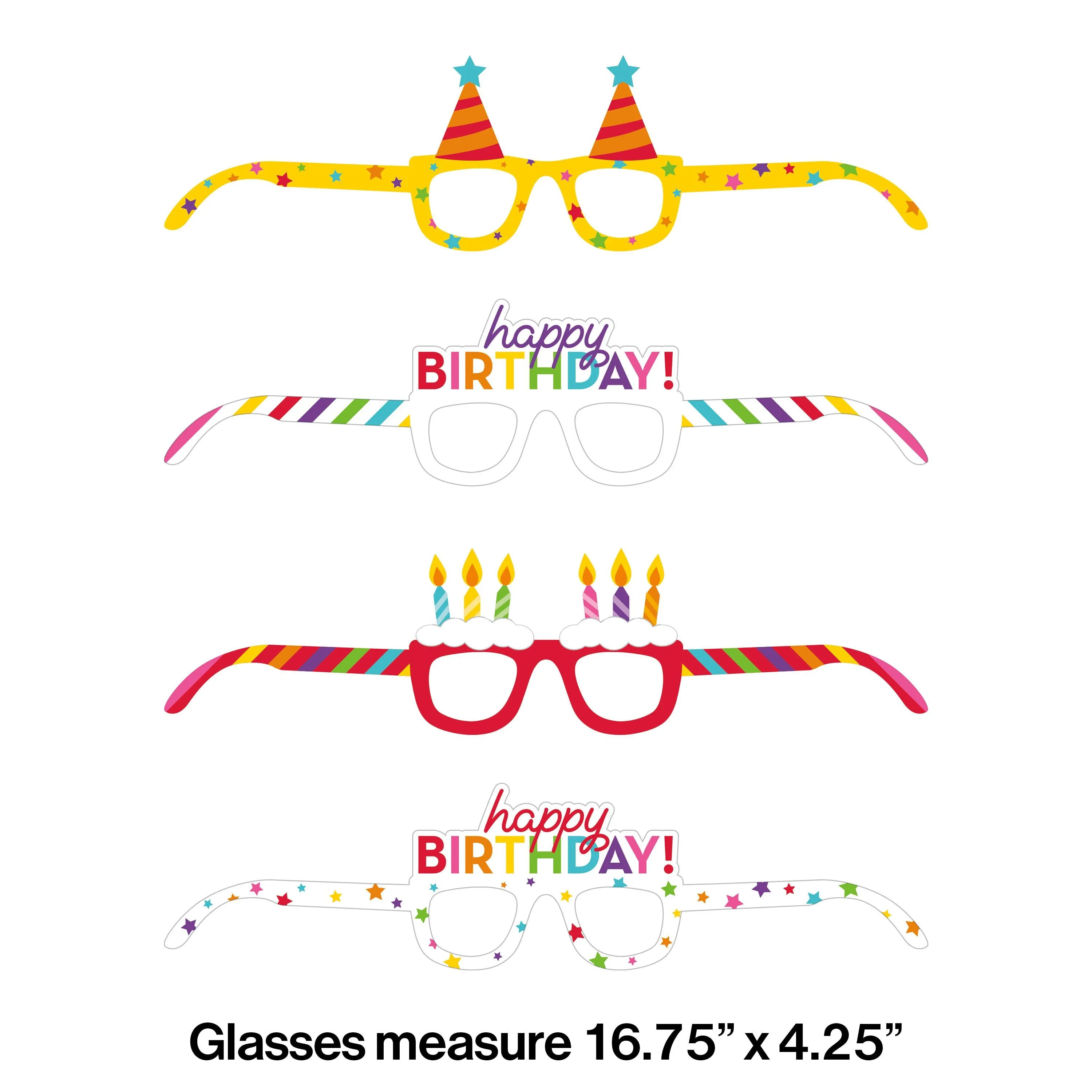 Birthday Paper Glasses (4/Pkg)