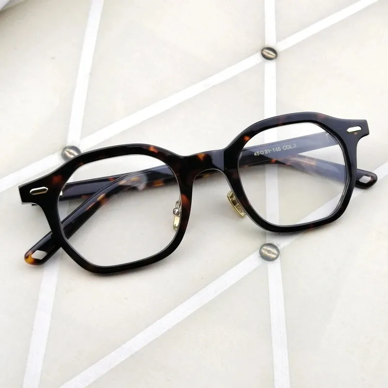 Black Mask Unisex Full Rim Acetate Polygon Eyeglasses Og652