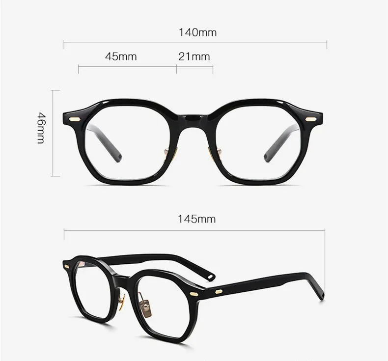 Black Mask Unisex Full Rim Acetate Polygon Eyeglasses Og652