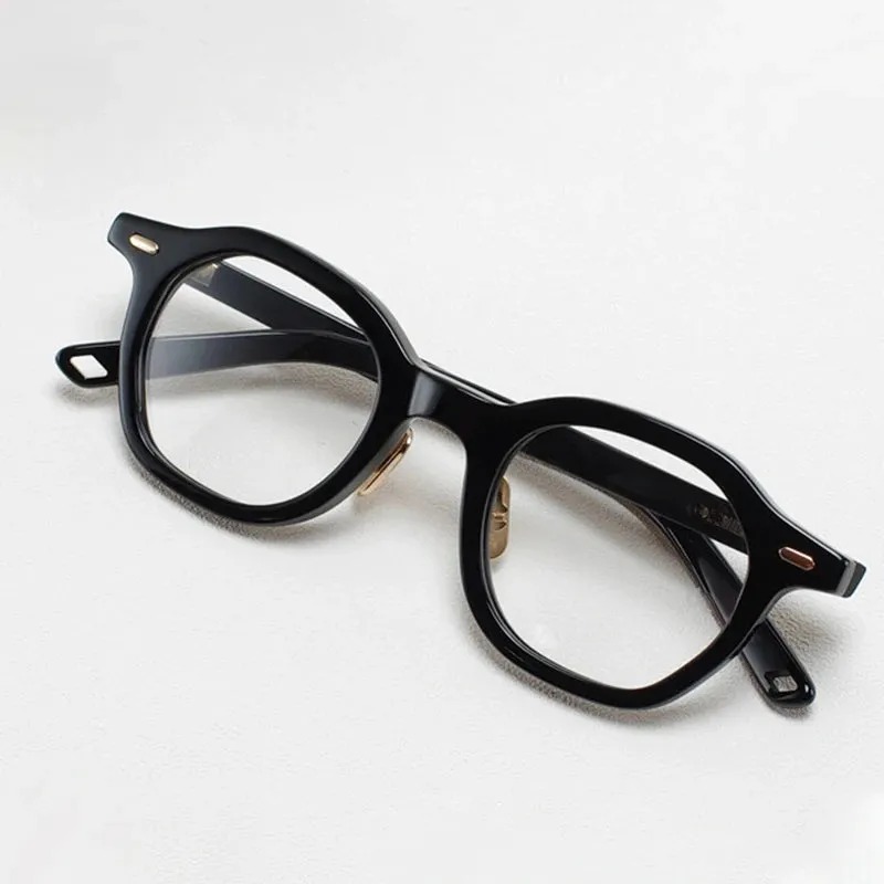 Black Mask Unisex Full Rim Acetate Polygon Eyeglasses Og652