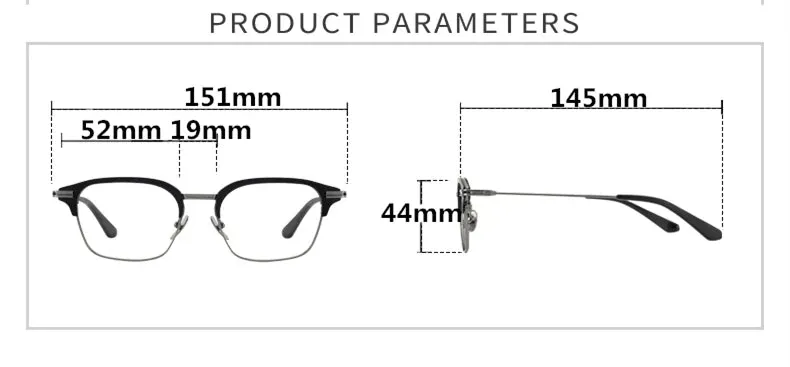 Black Mask Unisex Full Rim Acetate Square Titanium Eyeglasses D142