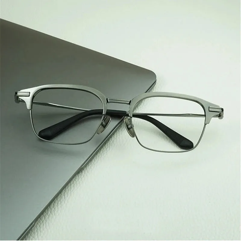 Black Mask Unisex Full Rim Acetate Square Titanium Eyeglasses D142