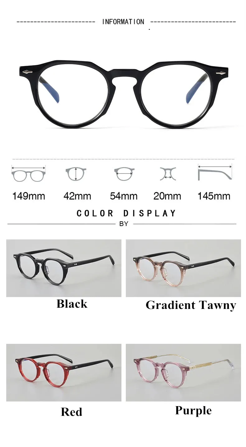 Black Mask Unisex Full Rim Round Acetate Alloy Eyeglasses 4821140