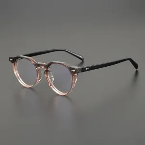 Black Mask Unisex Full Rim Round Acetate Alloy Eyeglasses 4821140