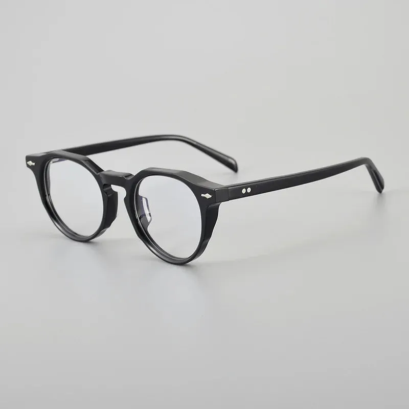 Black Mask Unisex Full Rim Round Acetate Alloy Eyeglasses 4821140