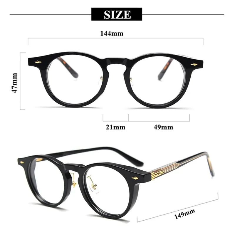 Black Mask Unisex Full Rim Round Acetate Eyeglasses 98626