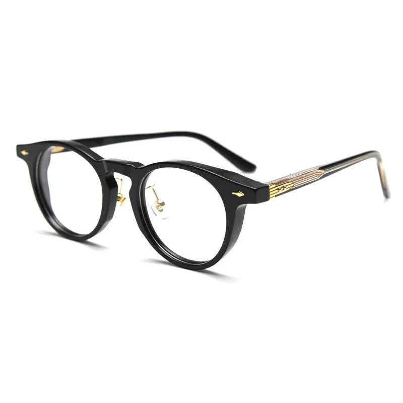 Black Mask Unisex Full Rim Round Acetate Eyeglasses 98626