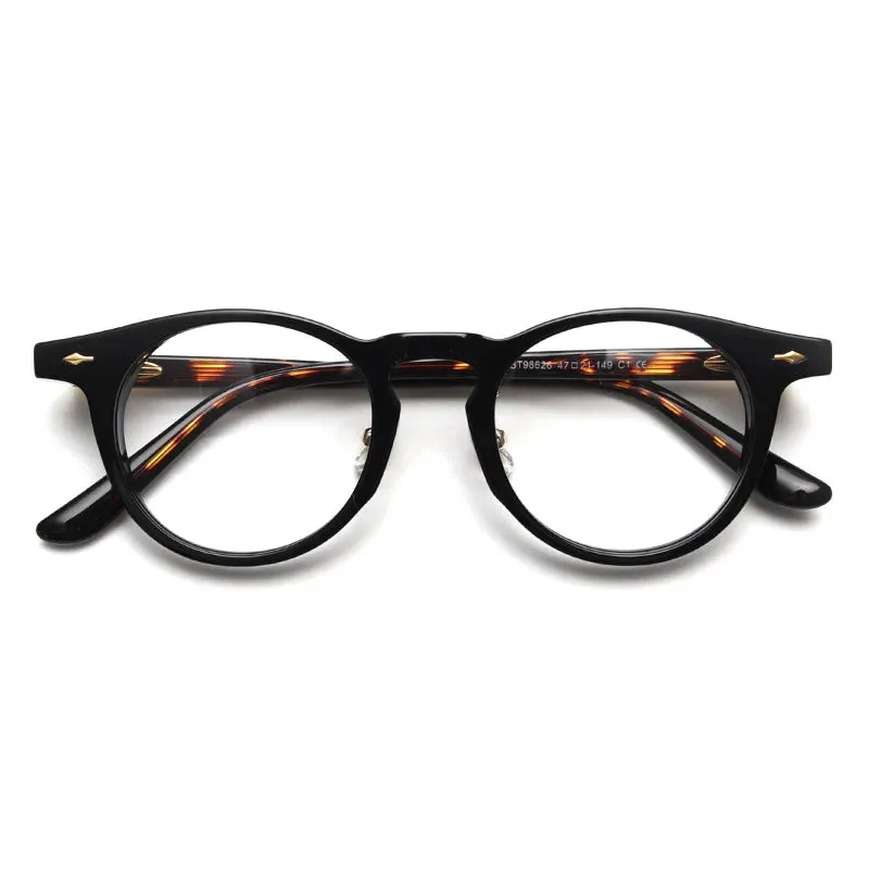 Black Mask Unisex Full Rim Round Acetate Eyeglasses 98626