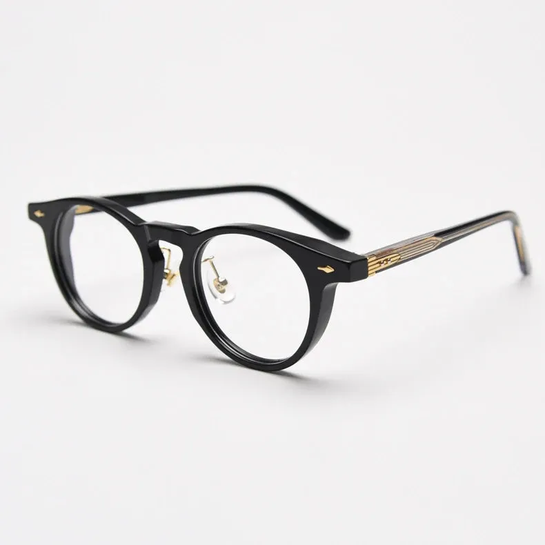 Black Mask Unisex Full Rim Round Acetate Eyeglasses 98626