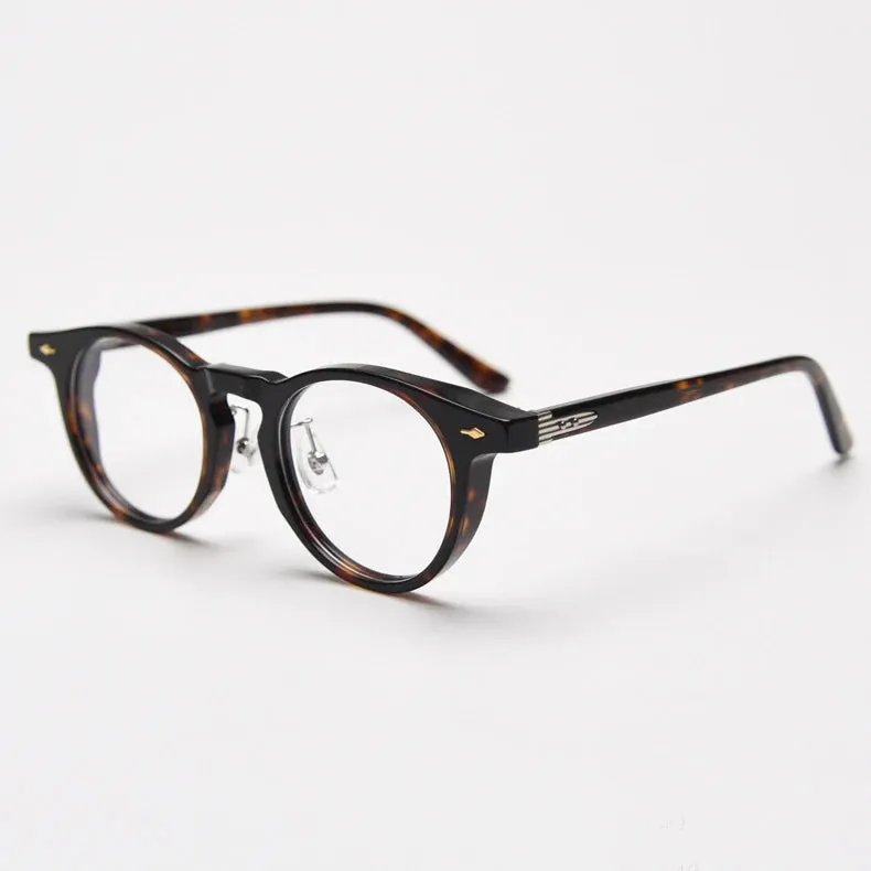 Black Mask Unisex Full Rim Round Acetate Eyeglasses 98626