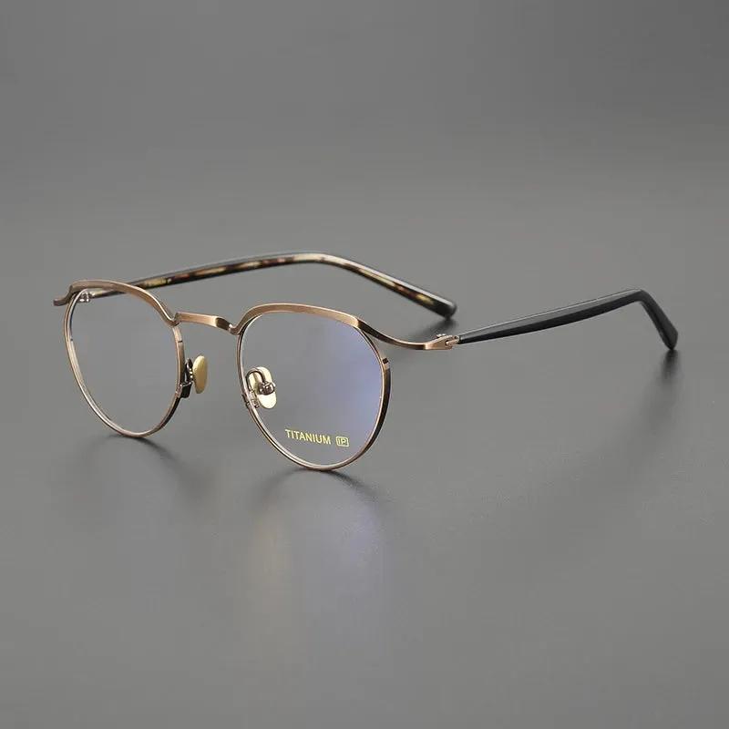 Black Mask Unisex Full Rim Round Titanium Eyeglasses Kv127