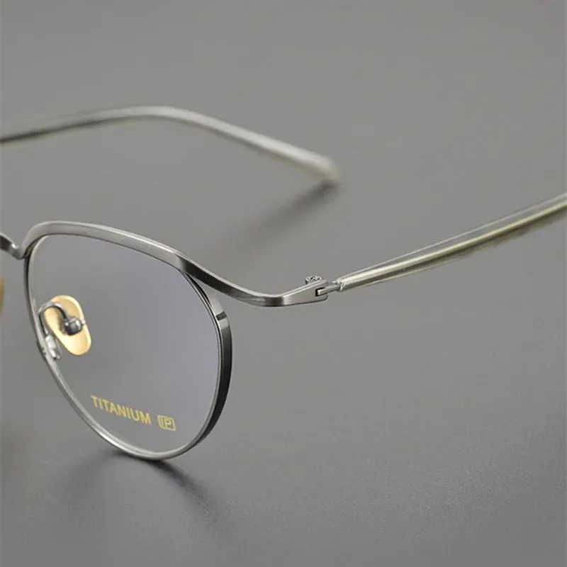 Black Mask Unisex Full Rim Round Titanium Eyeglasses Kv127