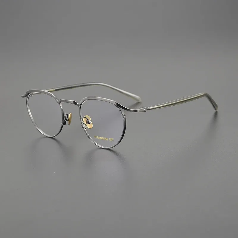 Black Mask Unisex Full Rim Round Titanium Eyeglasses Kv127