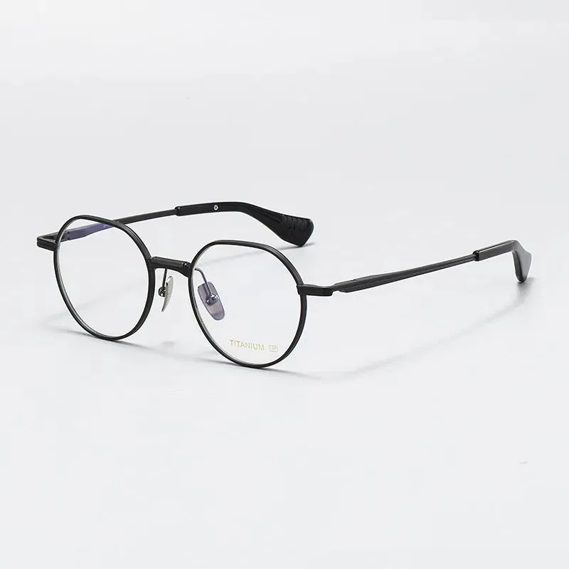 Black Mask Unisex Full Rim Round Titanium Eyeglasses X150