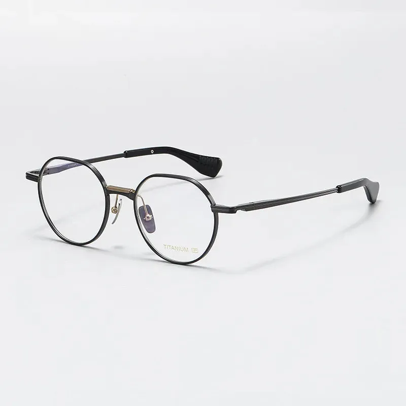 Black Mask Unisex Full Rim Round Titanium Eyeglasses X150