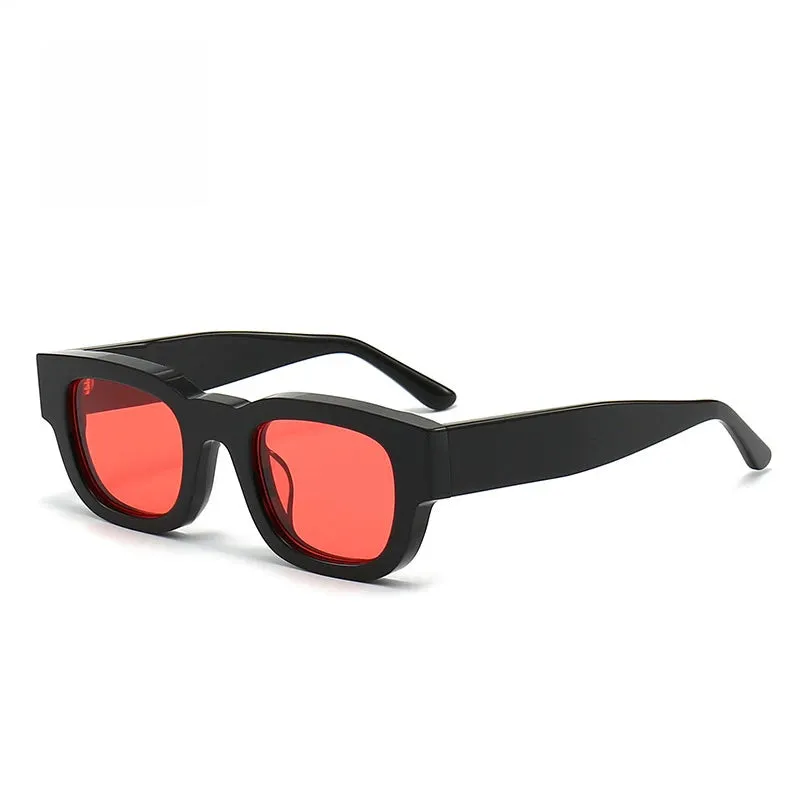 Black Mask Unisex Full Rim Square Acetate Sunglasses 372549