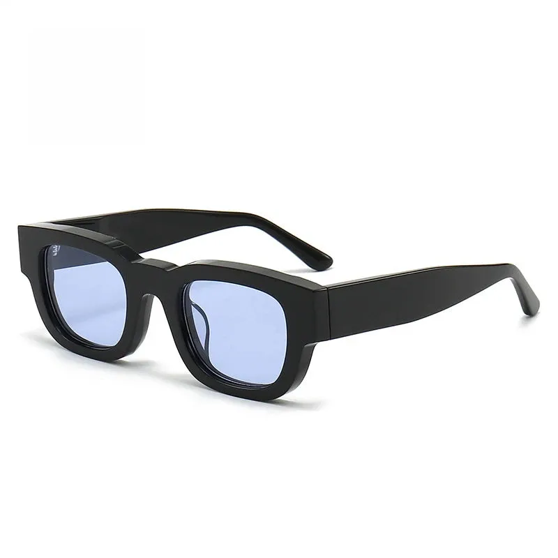 Black Mask Unisex Full Rim Square Acetate Sunglasses 372549