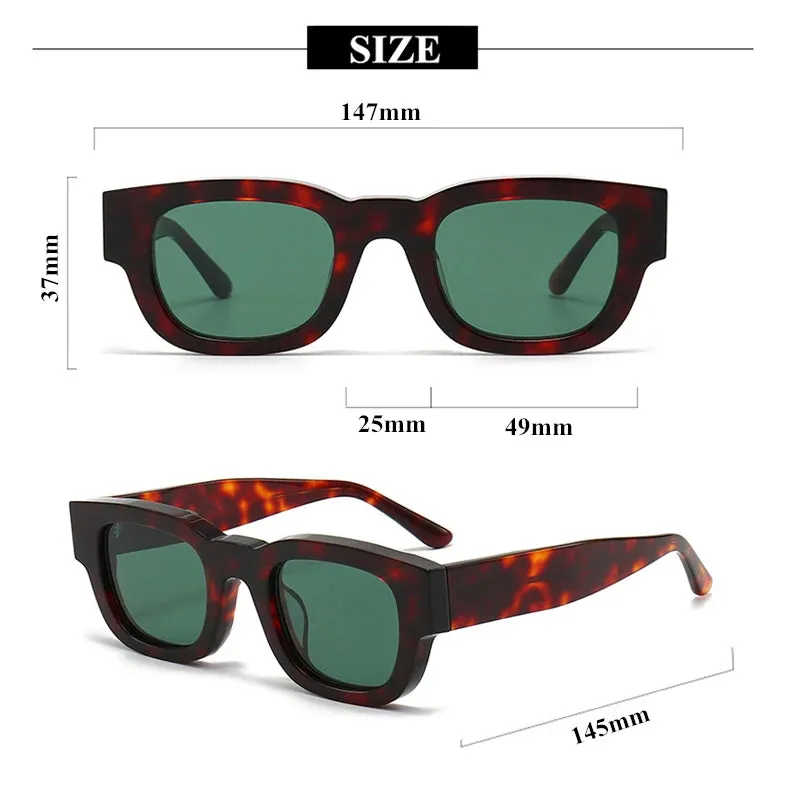 Black Mask Unisex Full Rim Square Acetate Sunglasses 372549