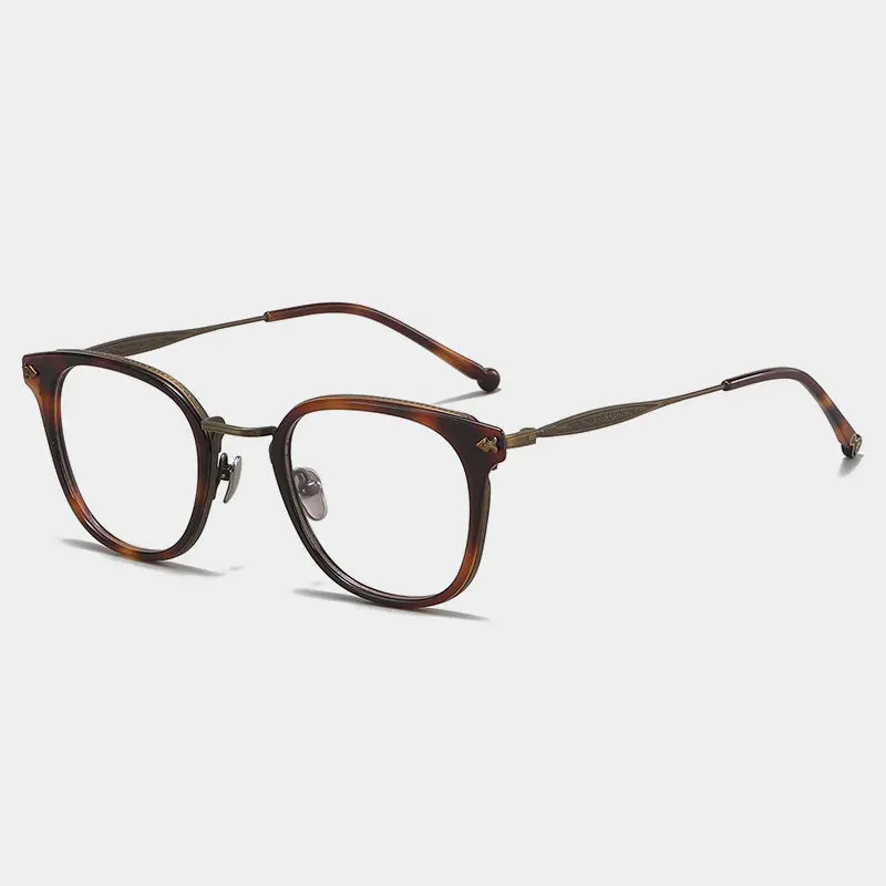 Black Mask Unisex Full Rim Square Titanium Acetate Eyeglasses 5928