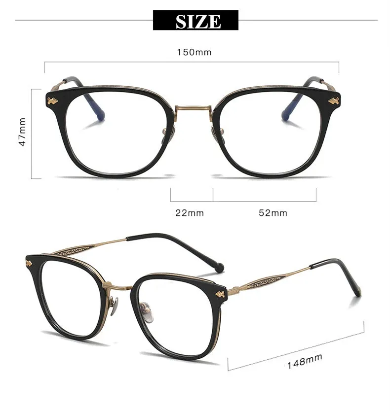 Black Mask Unisex Full Rim Square Titanium Acetate Eyeglasses 5928