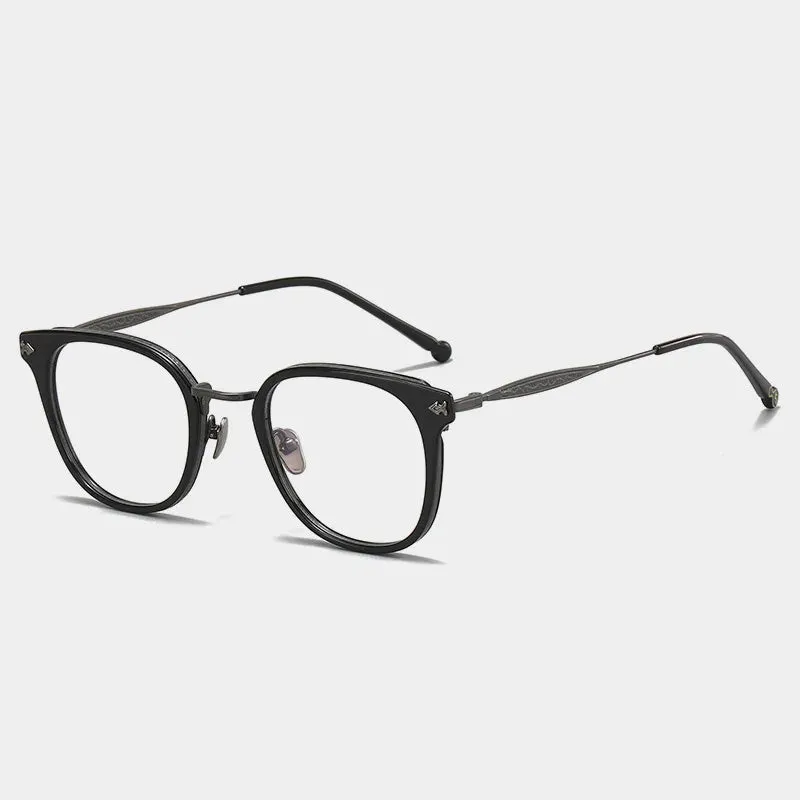 Black Mask Unisex Full Rim Square Titanium Acetate Eyeglasses 5928