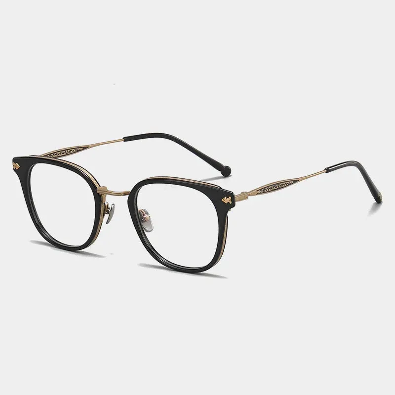 Black Mask Unisex Full Rim Square Titanium Acetate Eyeglasses 5928