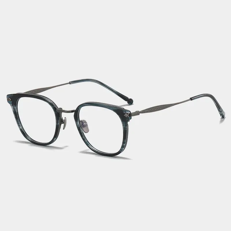 Black Mask Unisex Full Rim Square Titanium Acetate Eyeglasses 5928