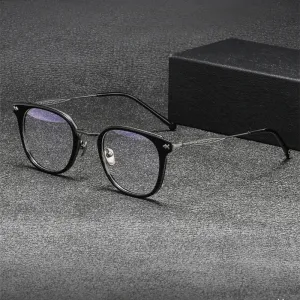 Black Mask Unisex Full Rim Square Titanium Acetate Eyeglasses 5928