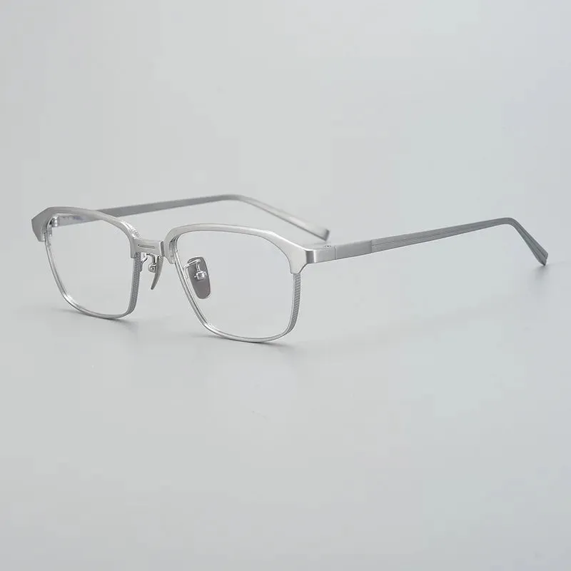 Black Mask Unisex Full Rim Titanium Square Eyeglasses X2024