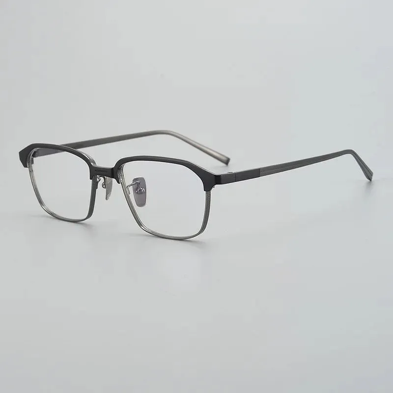 Black Mask Unisex Full Rim Titanium Square Eyeglasses X2024