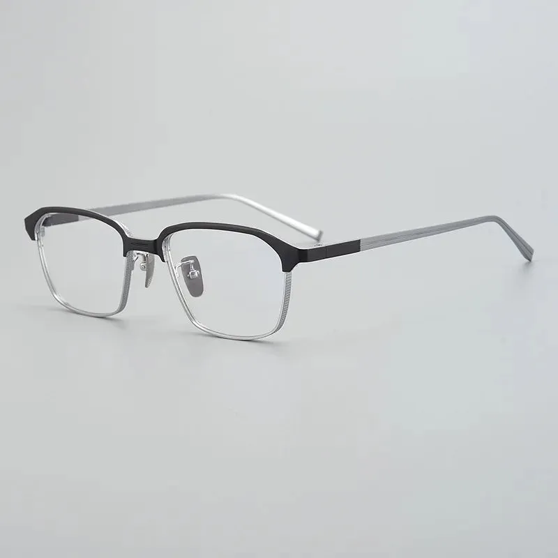 Black Mask Unisex Full Rim Titanium Square Eyeglasses X2024