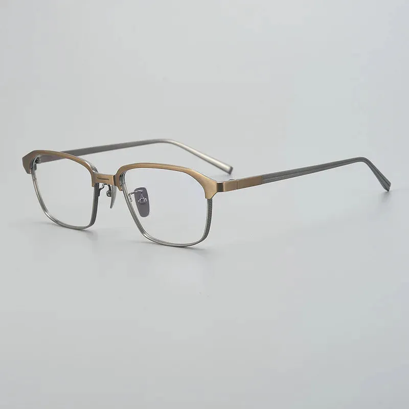 Black Mask Unisex Full Rim Titanium Square Eyeglasses X2024