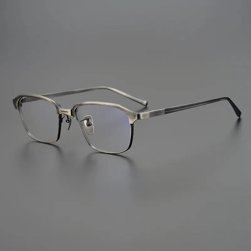 Black Mask Unisex Full Rim Titanium Square Eyeglasses X2024