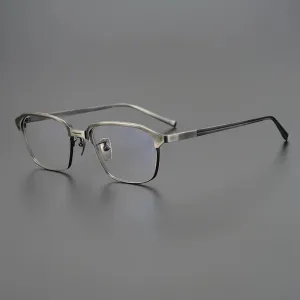 Black Mask Unisex Full Rim Titanium Square Eyeglasses X2024