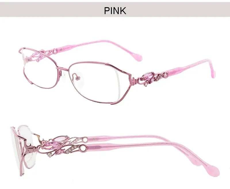 Bolluzzy Women's Bayonetta Rectangle Alloy Eyeglasses Pink Purple Gold