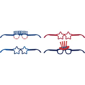 Bulk Patriotic Fourth of July Deluxe Paper Eyeglasses (24 per Case)